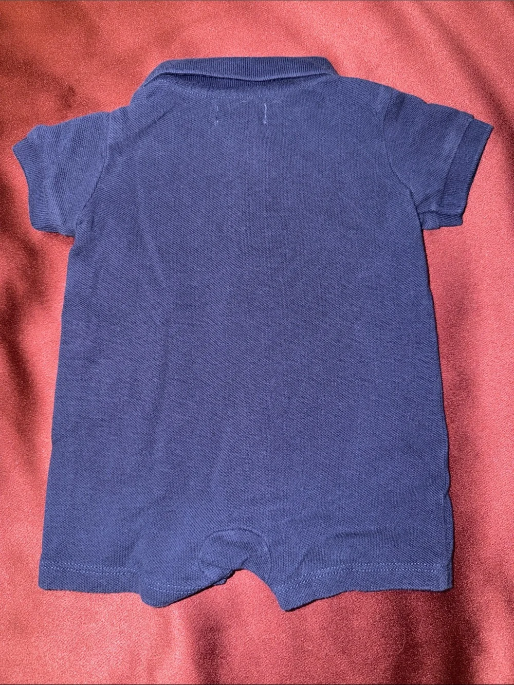 Ralph Lauren Baby 3M Navy Baby Polo Romper with White Logo